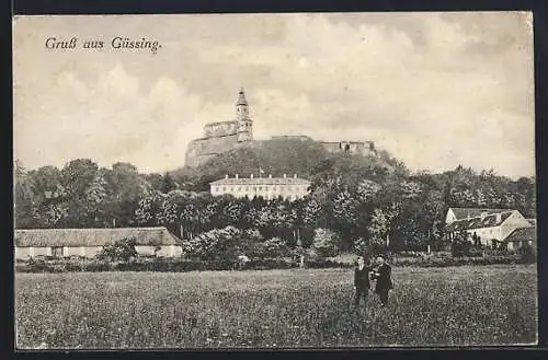 AK Güssing, Teilansicht mit Burg