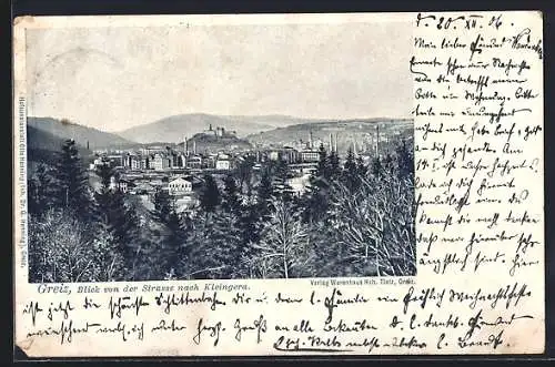 AK Greiz, Blick von der Strasse nach Kleingera