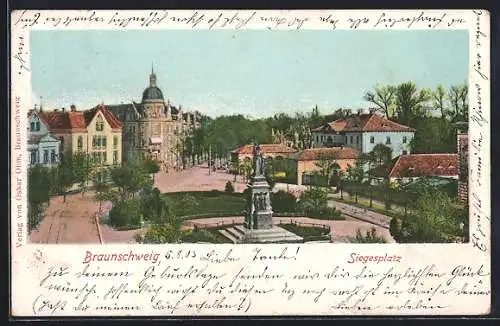 AK Braunschweig, Siegesplatz mit Denkmal