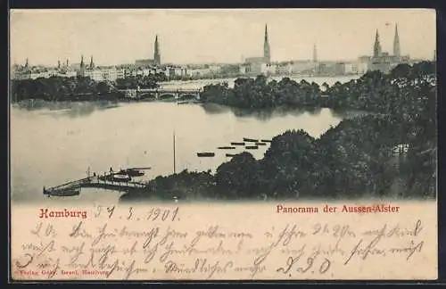 AK Hamburg-Rotherbaum, Panorama mit Aussenalster