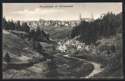 AK Freudenstadt, Teilansicht mit Christophstal