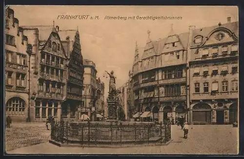 AK Alt-Frankfurt, Römerberg mit Gerechtigkeitsbrunnen