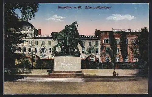 AK Frankfurt a. M., Gasthaus Kaiserkeller mit Bismarckdenkmal