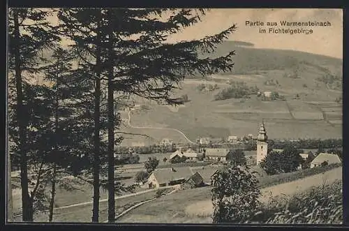 AK Warmensteinach im Fichtelgebirge, Panorama mit Kirche