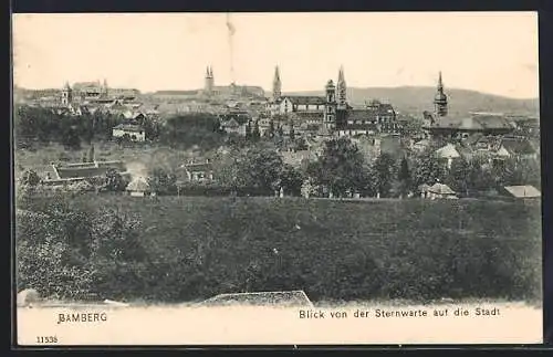 AK Bamberg, Blick von der Sternwarte auf den Ort