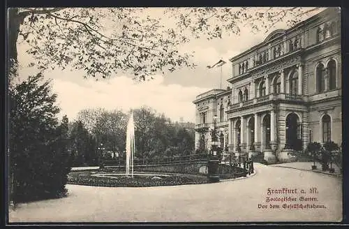 AK Frankfurt a. M., Zoologischer Garten, Vor dem Gesellschaftshaus