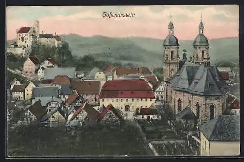 AK Gössweinstein, Ort, Kirche und Schloss aus der Vogelschau