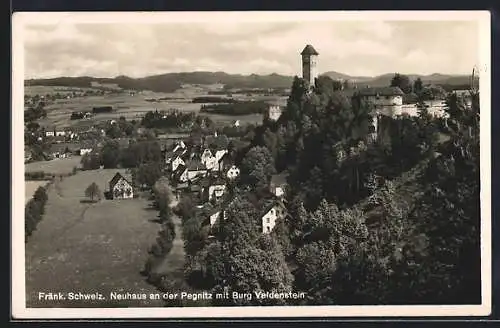 AK Neuhaus an der Pegnitz, Teilansicht mit Burg Veldenstein