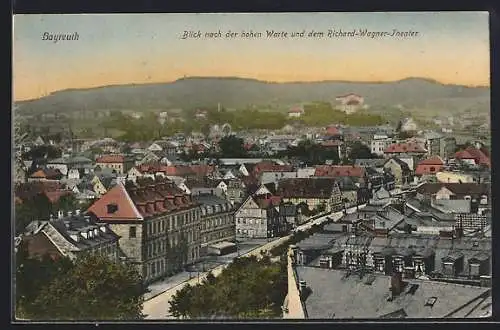 AK Bayreuth, Blick nach der hohen Warte und dem Richard-Wagner-Theater