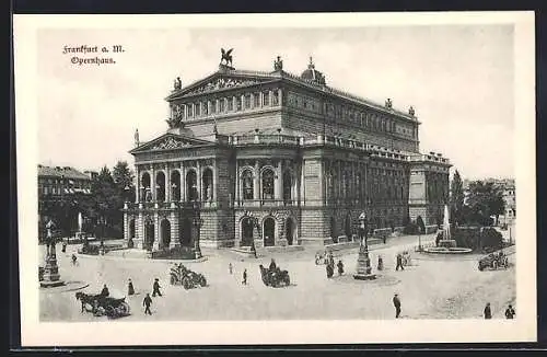 AK Frankfurt a. M., Opernhaus mit Denkmal