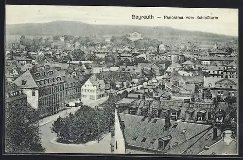 AK Bayreuth, Panorama mit Strassenpartie vom Schlossturm