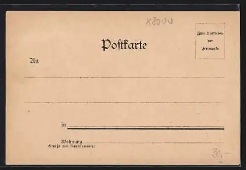 Lithographie Dresden, Hospiz Hotel, Teil der Stadtkarte, Zinzendorfstrasse 17