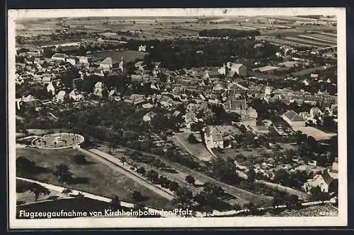 AK Kirchheimbolanden /Pfalz, Ortsansicht mit Rondell-Anlage vom Flugzeug aus