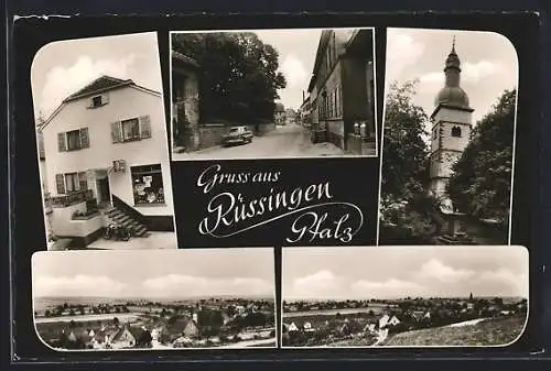 AK Rüssingen /Pfalz, Haus mit Ladengeschäft, Strassenpartie, Ortsansichten