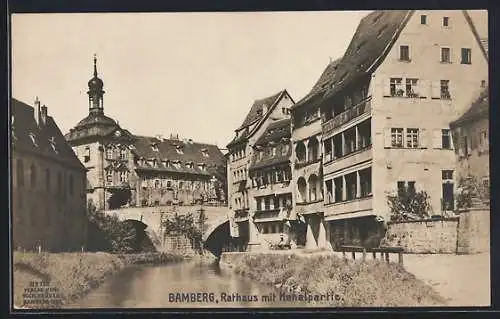 AK Bamberg, Rathaus mit Kanalpartie