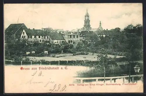 AK Friedrichstadt, Teilansicht mit Kirche