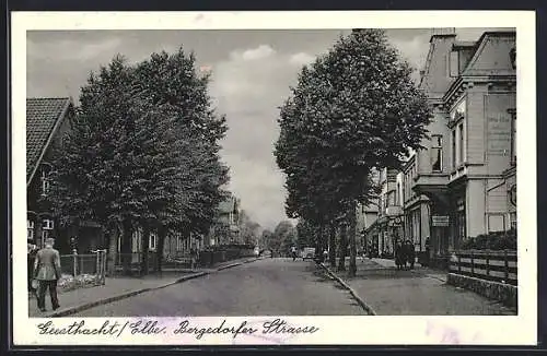 AK Geesthacht /Elbe, Bergedorfer Strasse mit Geschäften