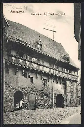 AK Wernigerode, Rathaus, alter Teil am Klint