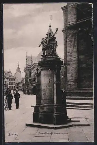 AK Bremen, Turmbläser-Brunnen, Polizisten