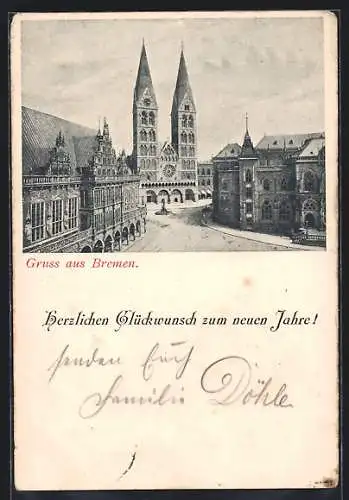 AK Bremen, Dom St. Petri und Rathaus