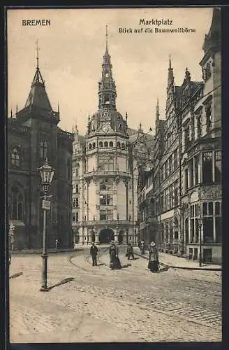 AK Bremen, Blick auf die Baumwollbörse, Marktplatz