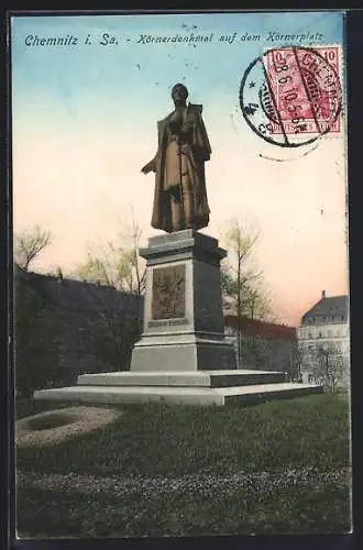 AK Chemnitz i. Sa., Körnerdenkmal auf dem Körnerplatz