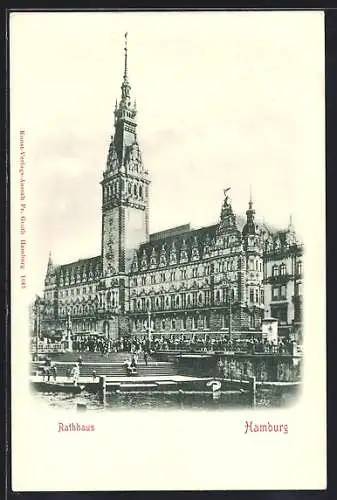 AK Hamburg, Rathaus von der Kleinen Alster gesehen