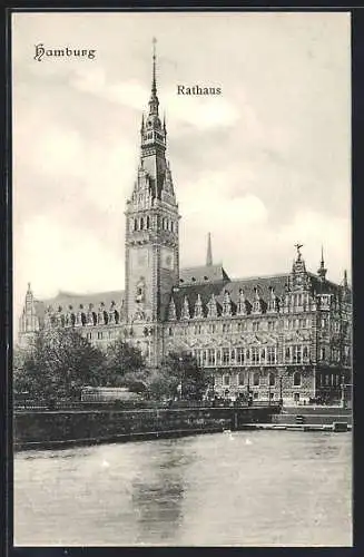 AK Hamburg, Blick von der Kleinen Alster auf das Rathaus