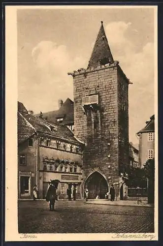 AK Jena, Johannisberg, Strassenpartie mit Torturm