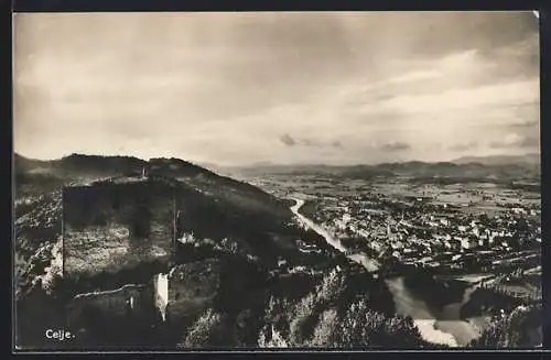 AK Celje, Ortsansicht von der Burgruine aus