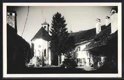 AK Bled, Kirche mit Gebäude, Ortspartie