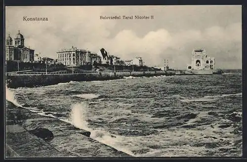 AK Konstanza, Bulevardul Tarul Nicolae II, Uferpromenade