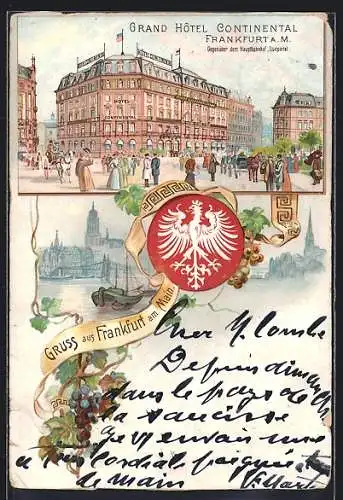 Lithographie Frankfurt a. M., Grand Hotel Continental am Hauptbahnhof