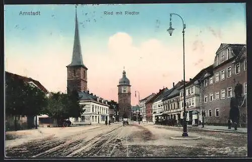 AK Arnstadt, Ried-Strasse mit Riedtor