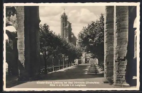 AK Bad Dürkheim /Rheinpfalz, Kloster-Ruine Limburg mit Blick von der Krypta i. d. Langhaus