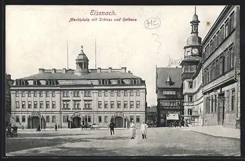 AK Eisenach, Marktplatz mit Schloss und Rathaus