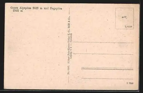 AK Garmisch, Strassenpartie mit Alpspitze u. Zugspitze