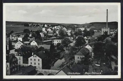 AK Oberkotzau, Ortsansicht mit Brücke und Fabriken