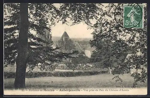 AK Aubergenville, Vue prise du Parc du Chateau d`Acosta