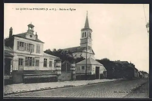 AK La Queue-lez-Yvelines, Mairie et Eglise