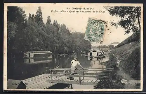 AK Poissy, Embarcadére, Quai du Boulevard de la Seine