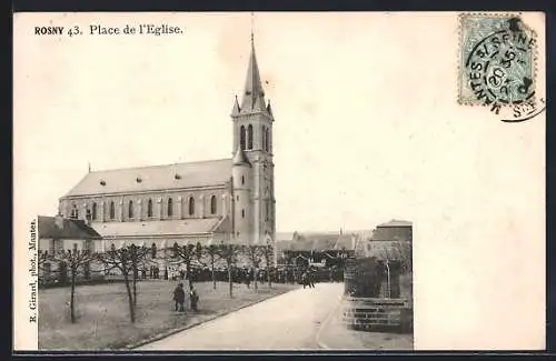 AK Rosny, Place de l`Eglise, Partie am Kirchplatz