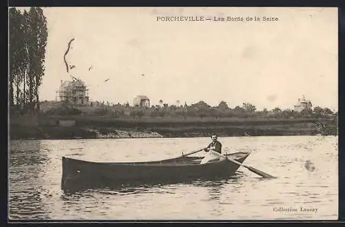 AK Porcheville, Les Bords de la Seine