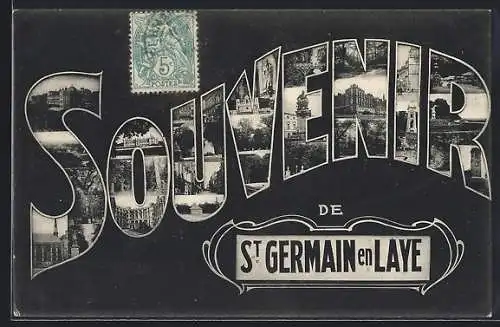 AK St-Germain-en-Laye, Stadtansichten im Schriftzug Souvenir