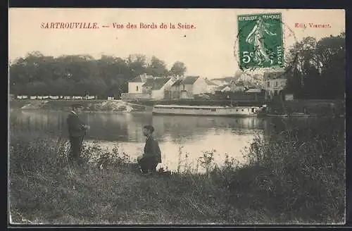 AK Sartrouville, Vue des Bords de la Seine