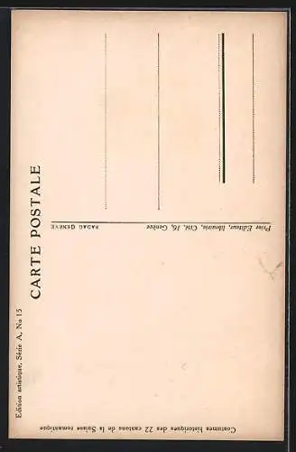 AK Schweizer Trachten, 1830, Männer und Frau aus Zürich