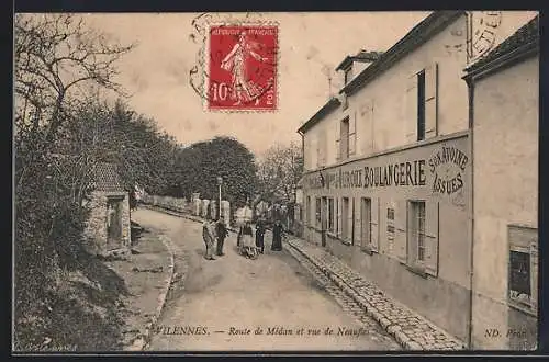 AK Vilennes, Route de Mèdan et rue de Neaufles