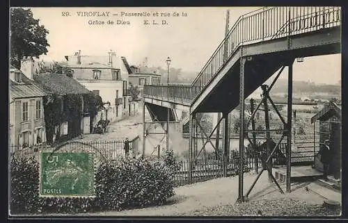 AK Viroflay, Passerelle et rue de la Grace de Dieu