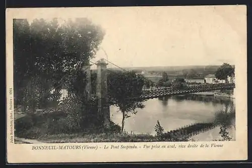 AK Bonneuil-Matours, Le Pont Suspendu, Vue prise en aval, rive droite de la Vienne