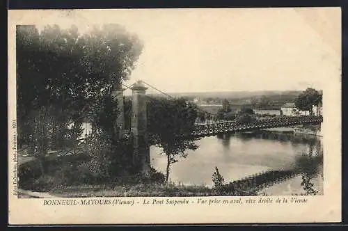 AK Bonneuil-Matours, Le Pont Suspendu, Vue prise en aval, rive droite de la Vienne